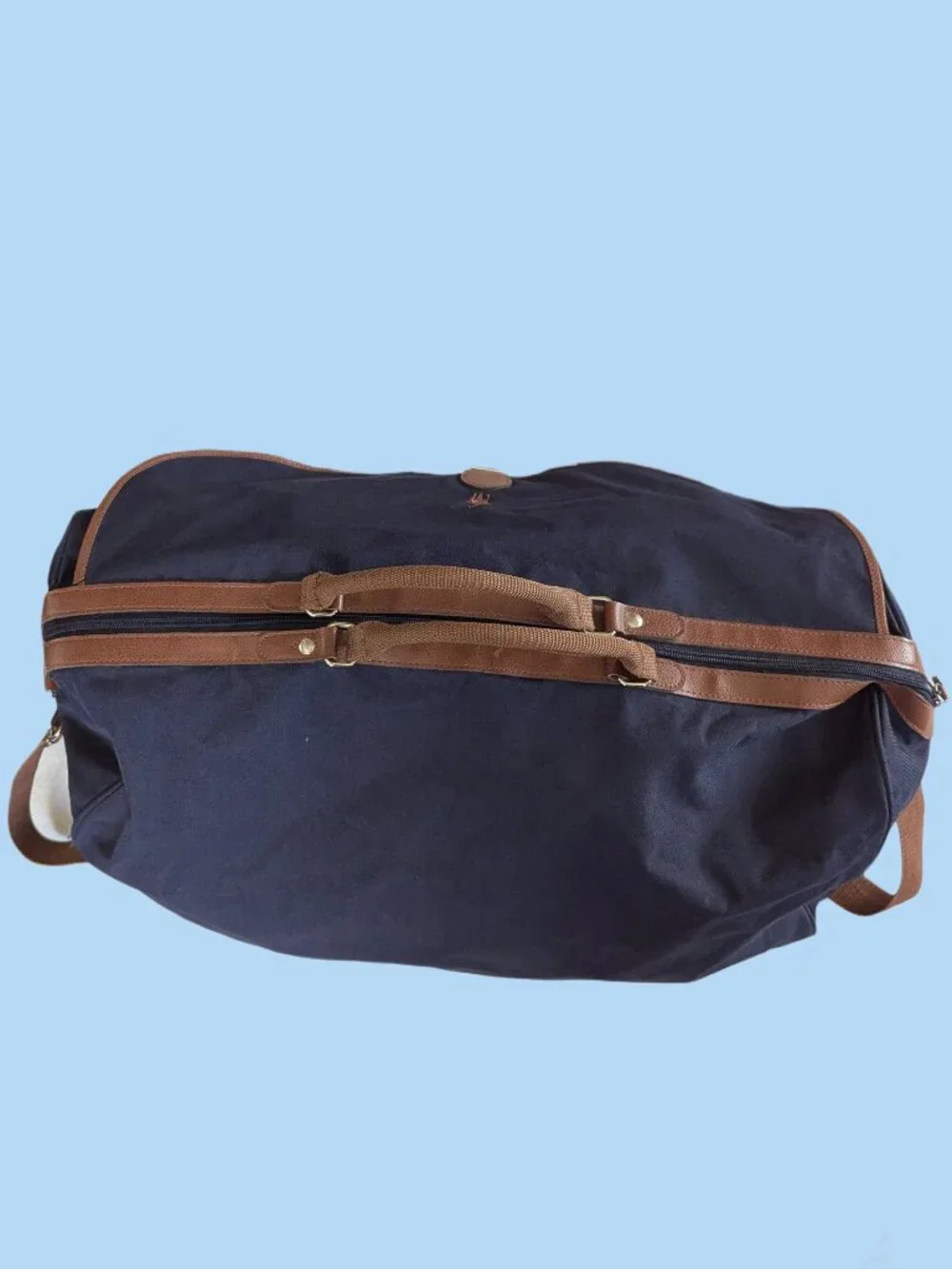 Polo Ralph Lauren Overnighter Duffel Bag - Retro 1990's - Rare Blue/Tan colors